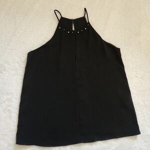 Zara Basic Black Studded Halter Neck Sleeveless Tank Top Women's Small‎
